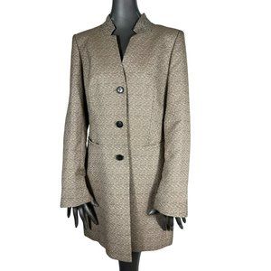 Lafayette 148 New York Brown Tan Long Blazer Jacket Large